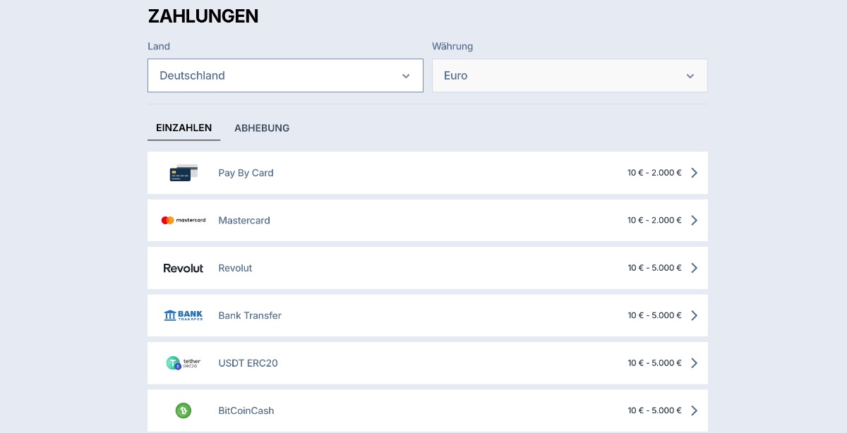 Zahlungsmethoden in online Casinos